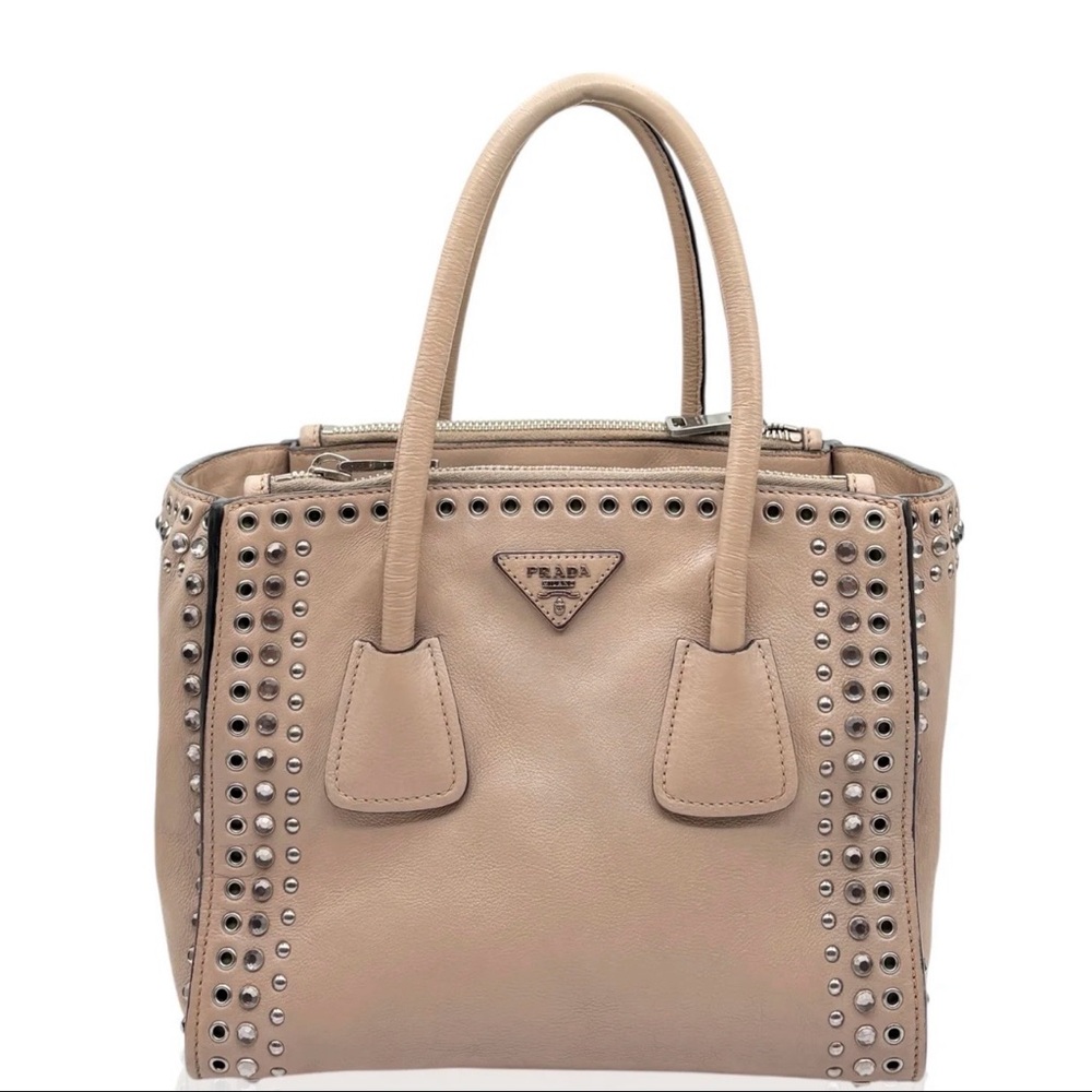 Prada Beige Studded Satchel